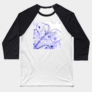 Blue Floral Art Baseball T-Shirt